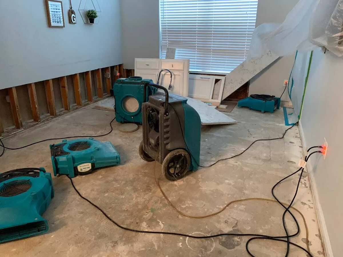 Dehumidifier in flood-cut room for Water Extraction & Removal in Bourne